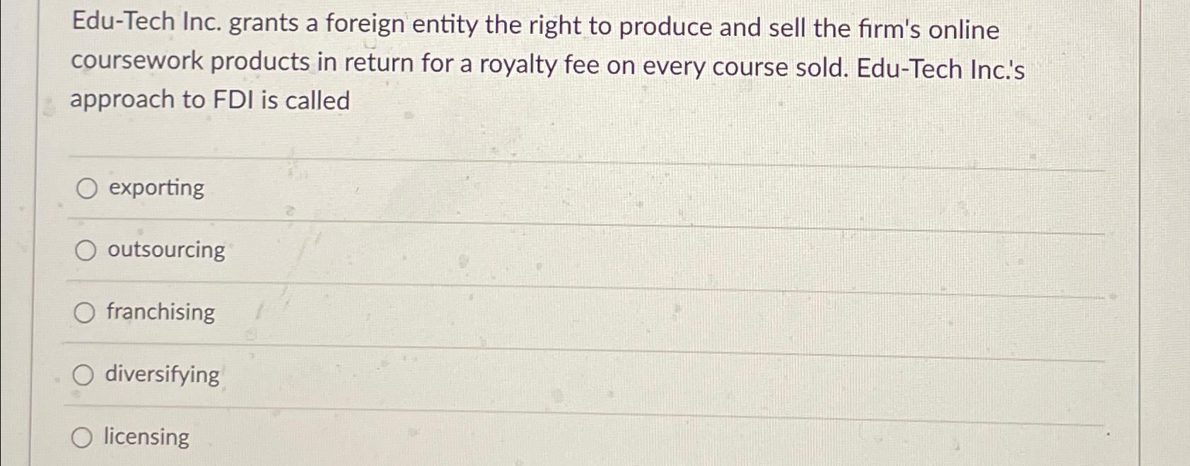  Edu-Tech Inc. grants a foreign entity the right to produce and