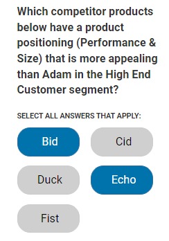  Which competitor products below have a product positioning (Performance & Size)