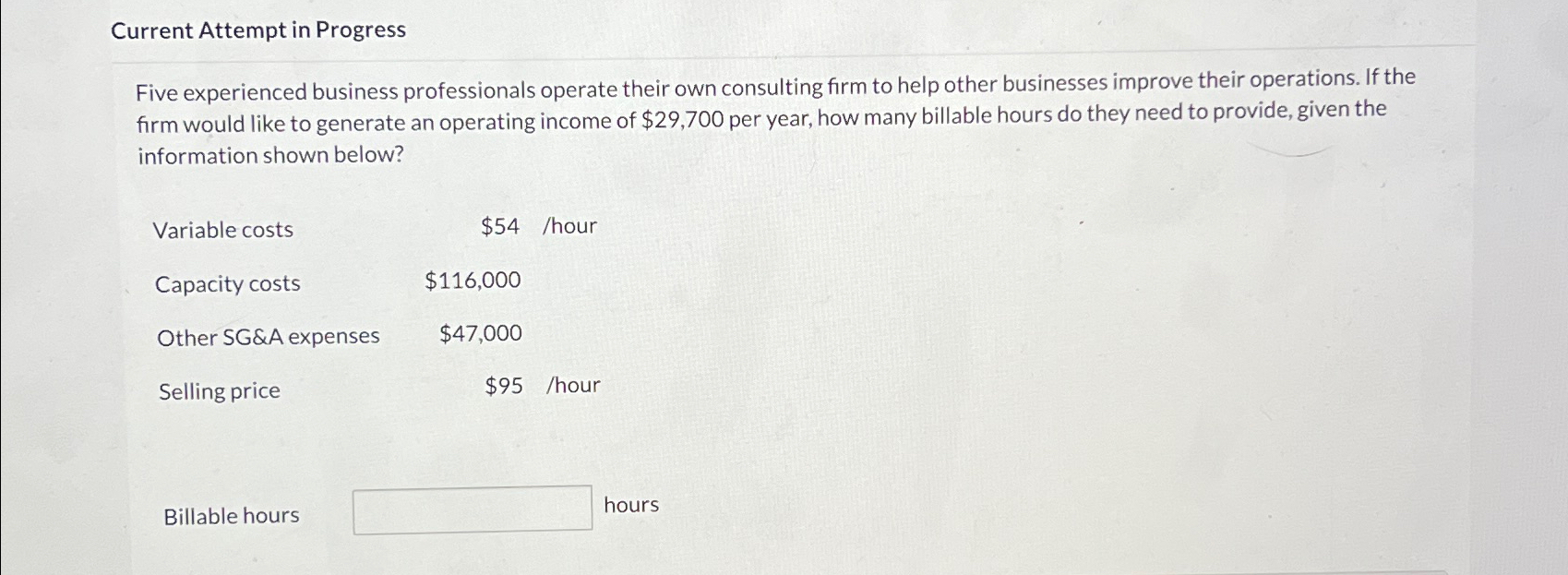  Current Attempt in Progress Five experienced business professionals operate their own