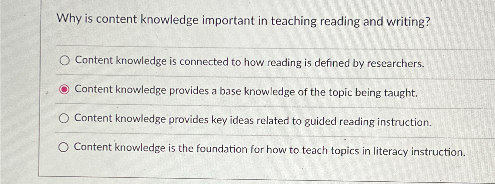  Why is content knowledge important in teaching reading and writing? Content