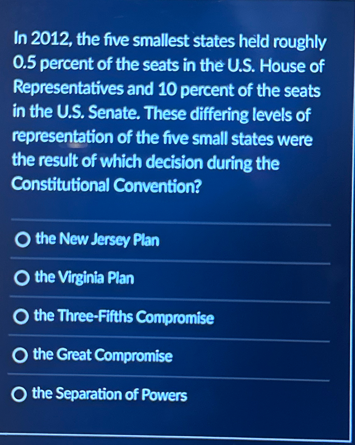  In 2012, the five smallest states held roughly 0.5 percent of