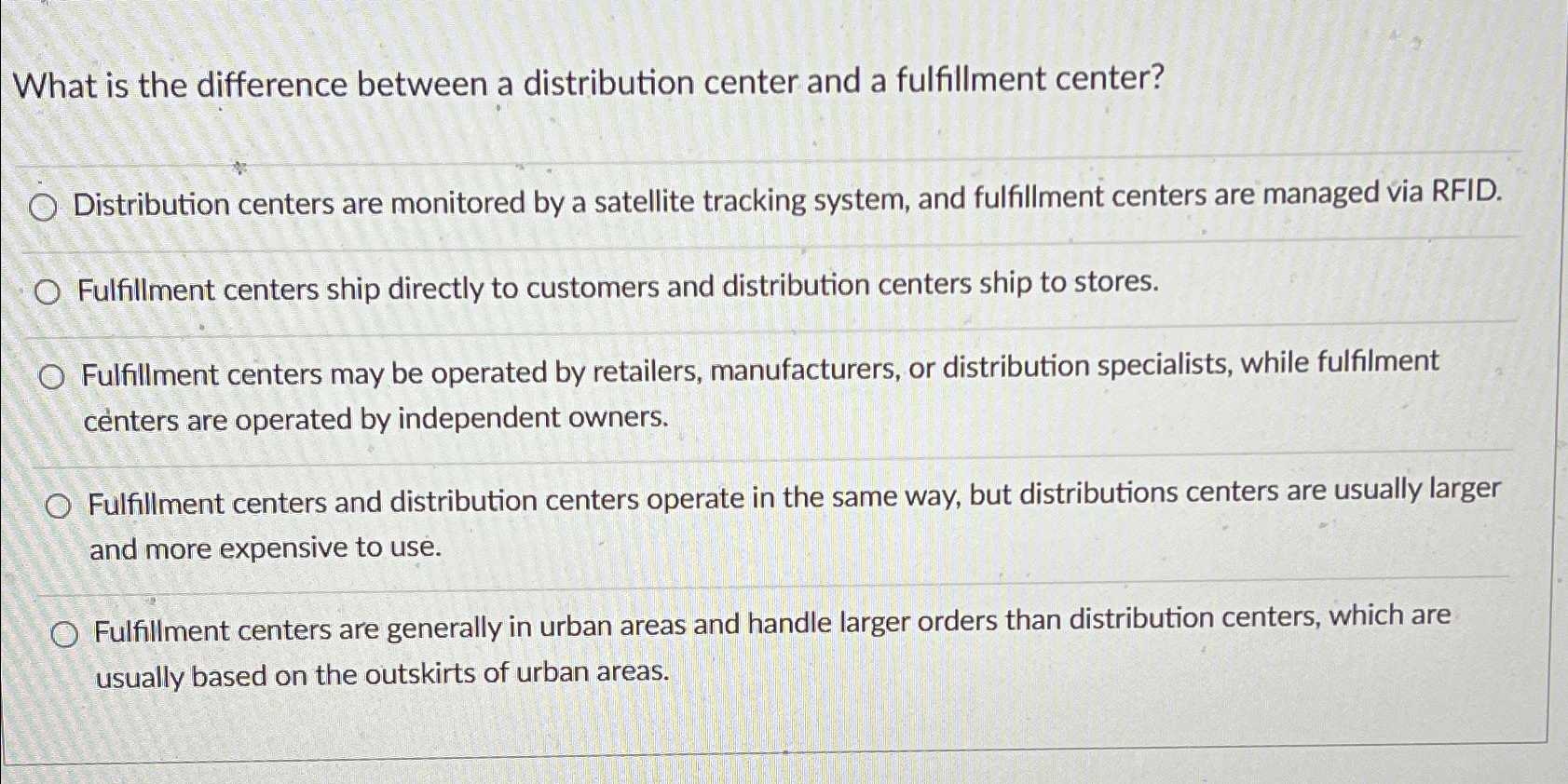  What is the difference between a distribution center and a fulfillment