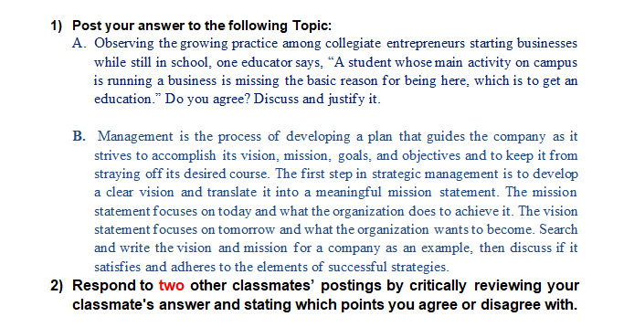  Post your answer to the following Topic: A. Observing the growing