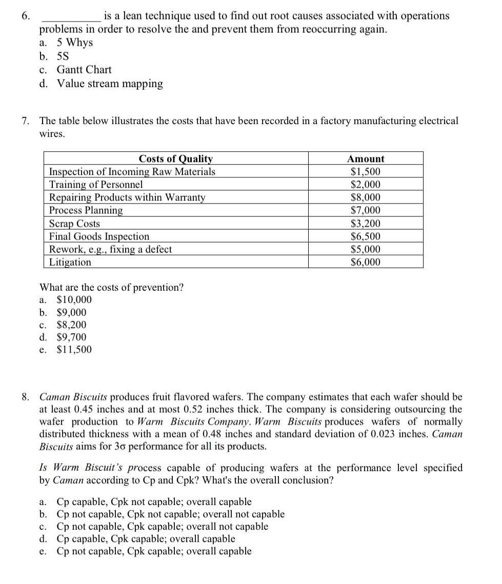  is a lean technique used to find out root causes associated