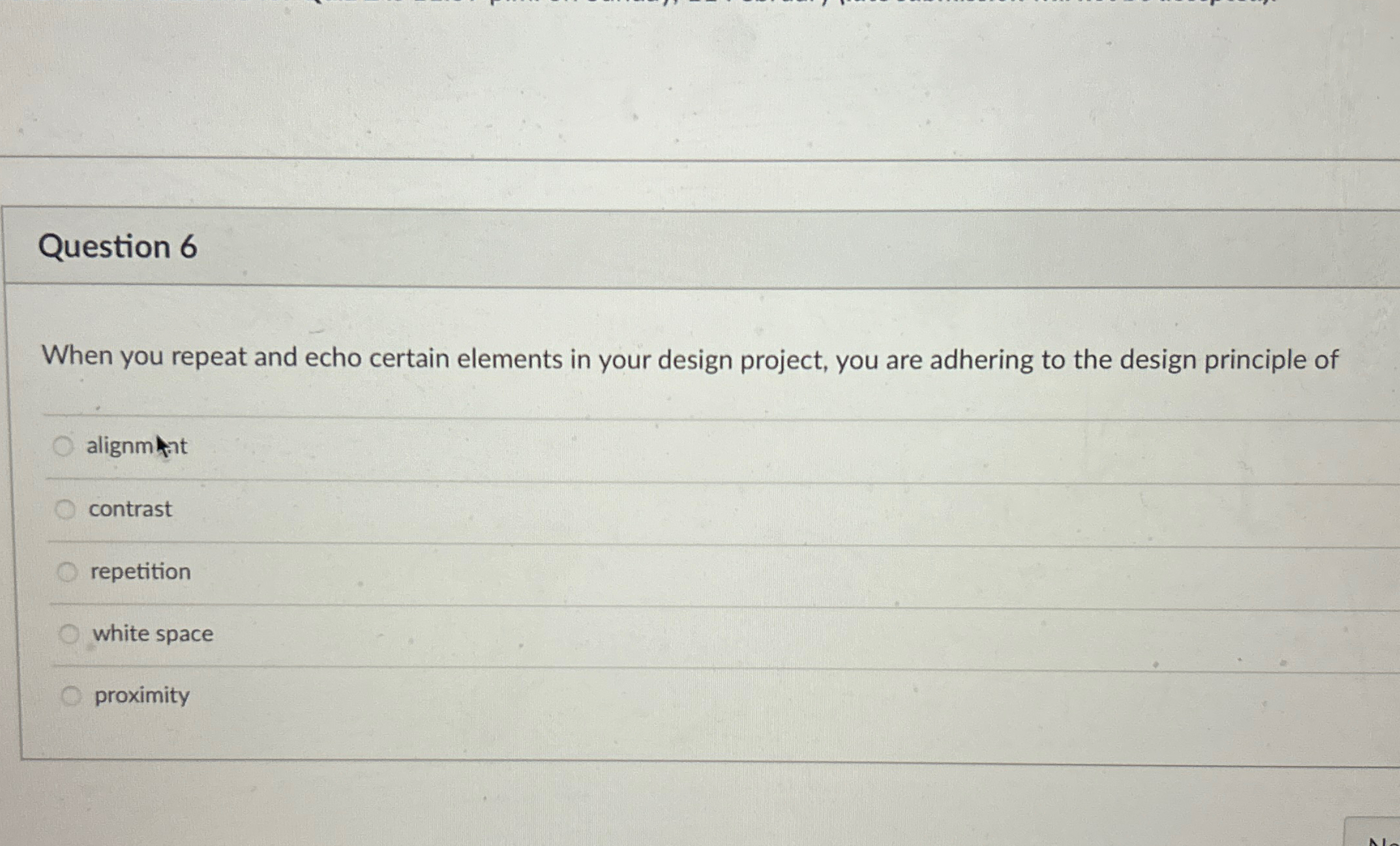  Question 6 When you repeat and echo certain elements in your
