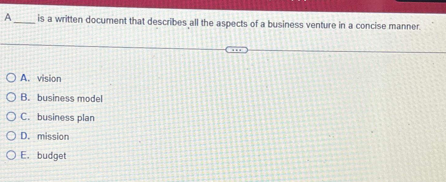  A is a written document that describes all the aspects of