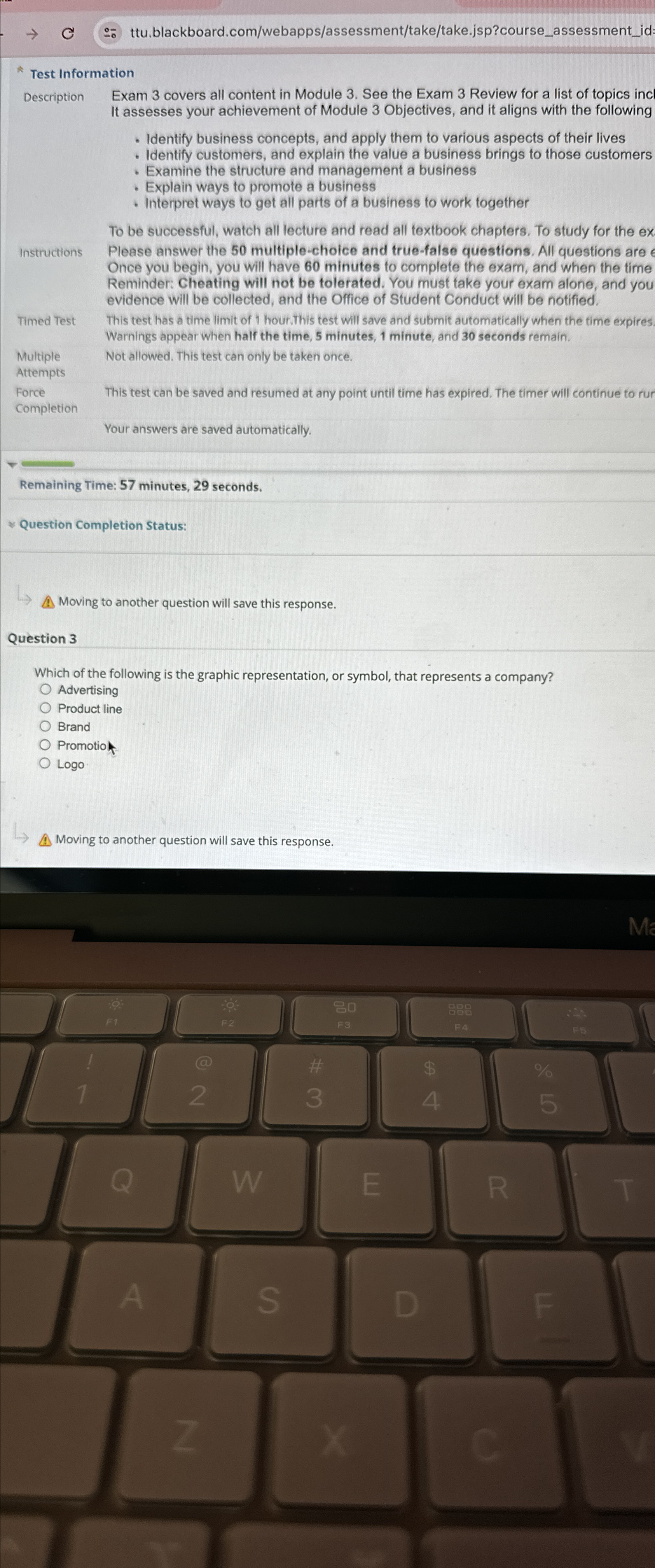  Test Information Description Exam 3 covers all content in Module 3.