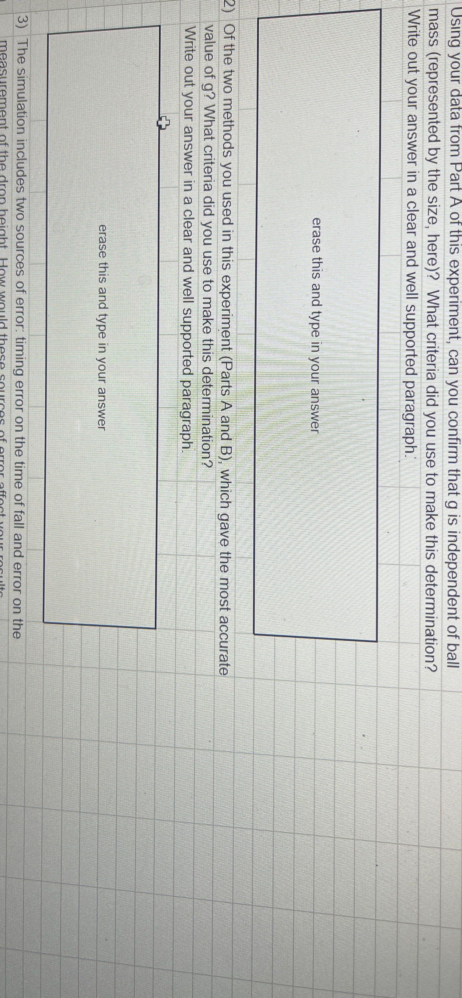  Using your data from Part A of this experiment, can you