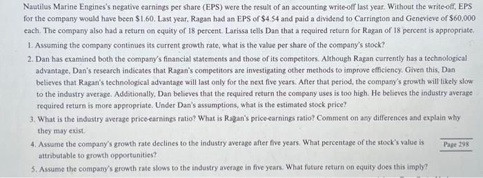 verbal responses. Stock Valuation at Ragan Engines Larissa has been talking with