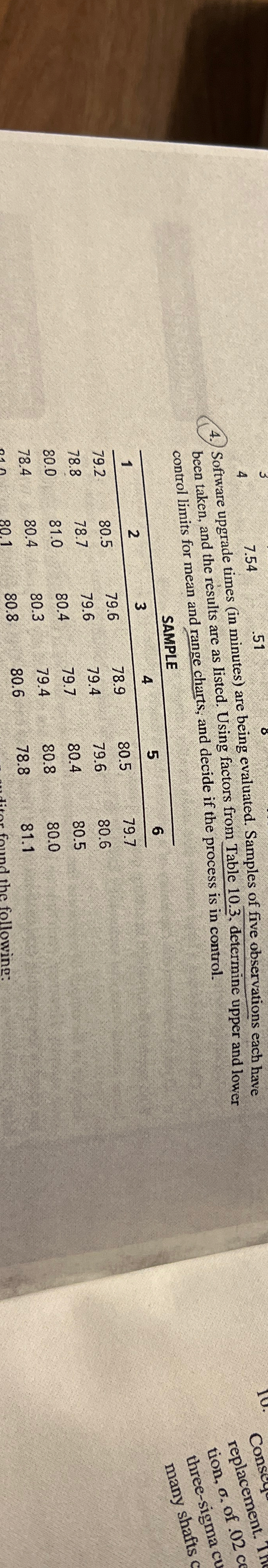 4 7.54 .51 4. Software upgrade times (in minutes) are being