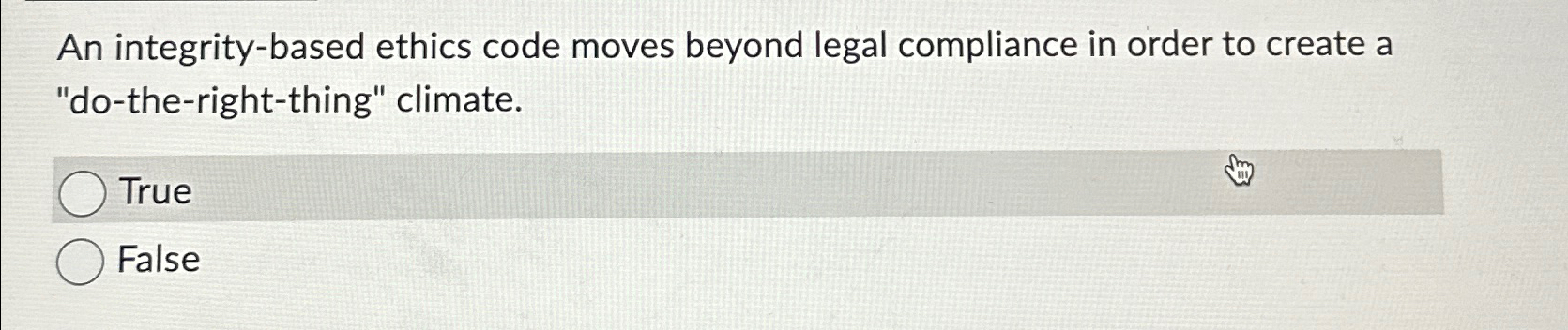  An integrity-based ethics code moves beyond legal compliance in order to