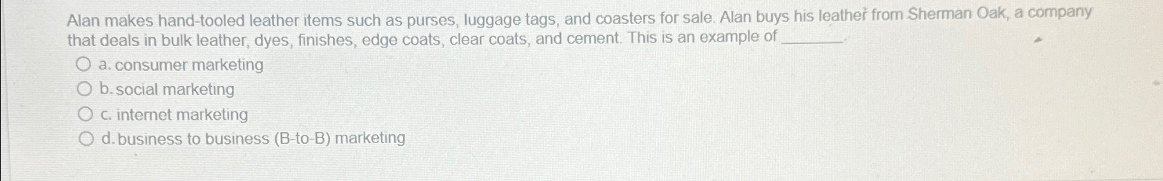  Alan makes hand-tooled leather items such as purses, luggage tags, and