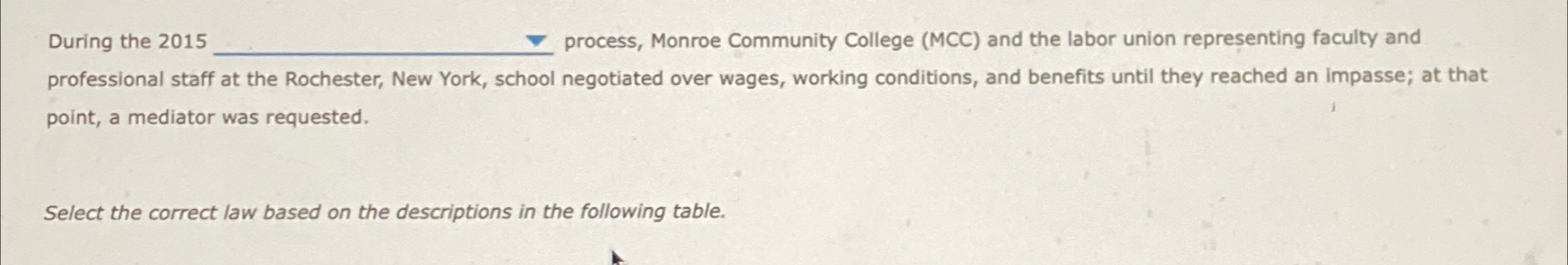  During the 2015_ process, Monroe Community College (MCC) and the labor