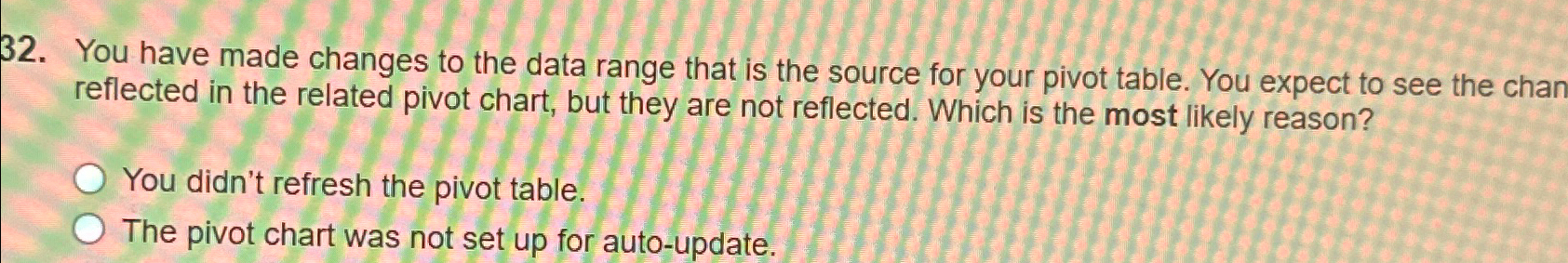  You have made changes to the data range that is the