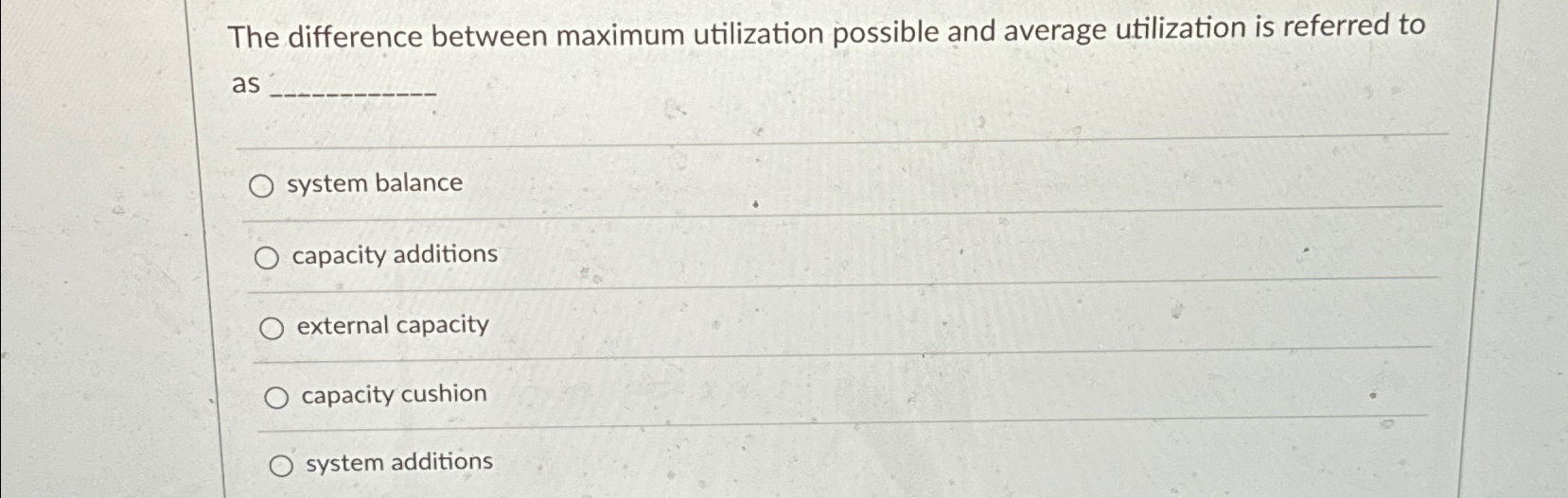  The difference between maximum utilization possible and average utilization is referred