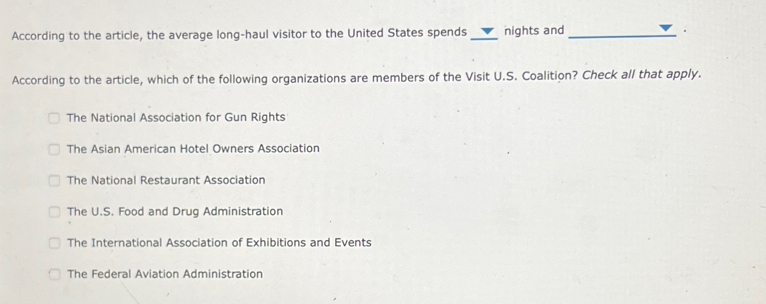  According to the article, the average long-haul visitor to the United