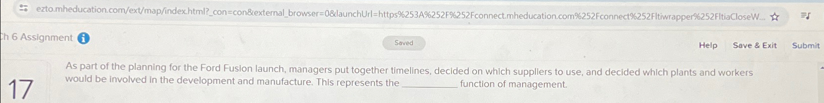  Th 6 Assignment Help Save & Exit Submit As part of