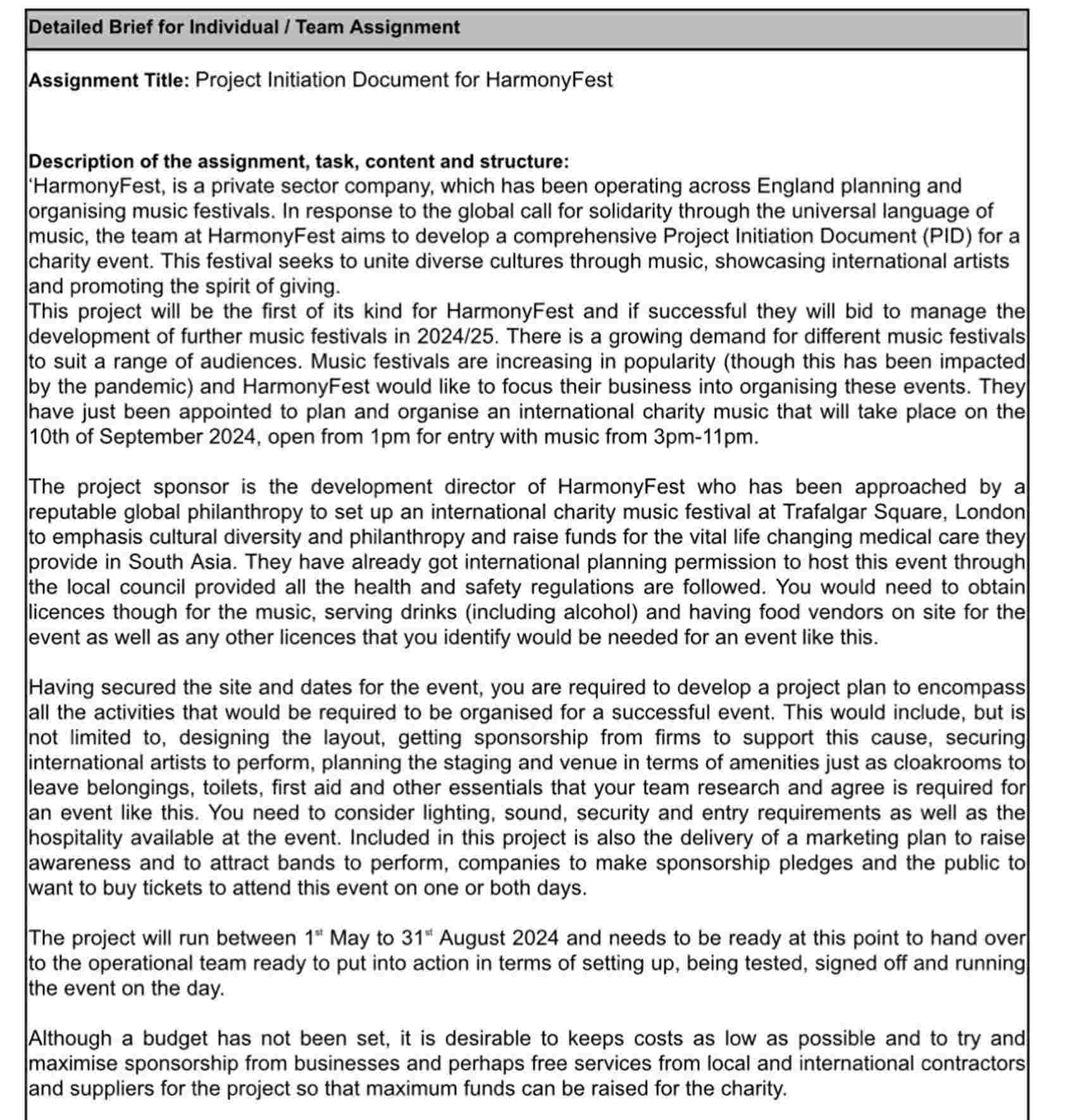  Please read the assignment brief on the attached page and answer