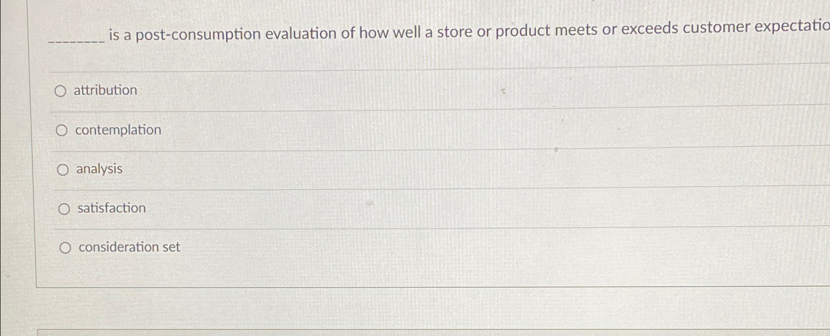  is a post-consumption evaluation of how well a store or product