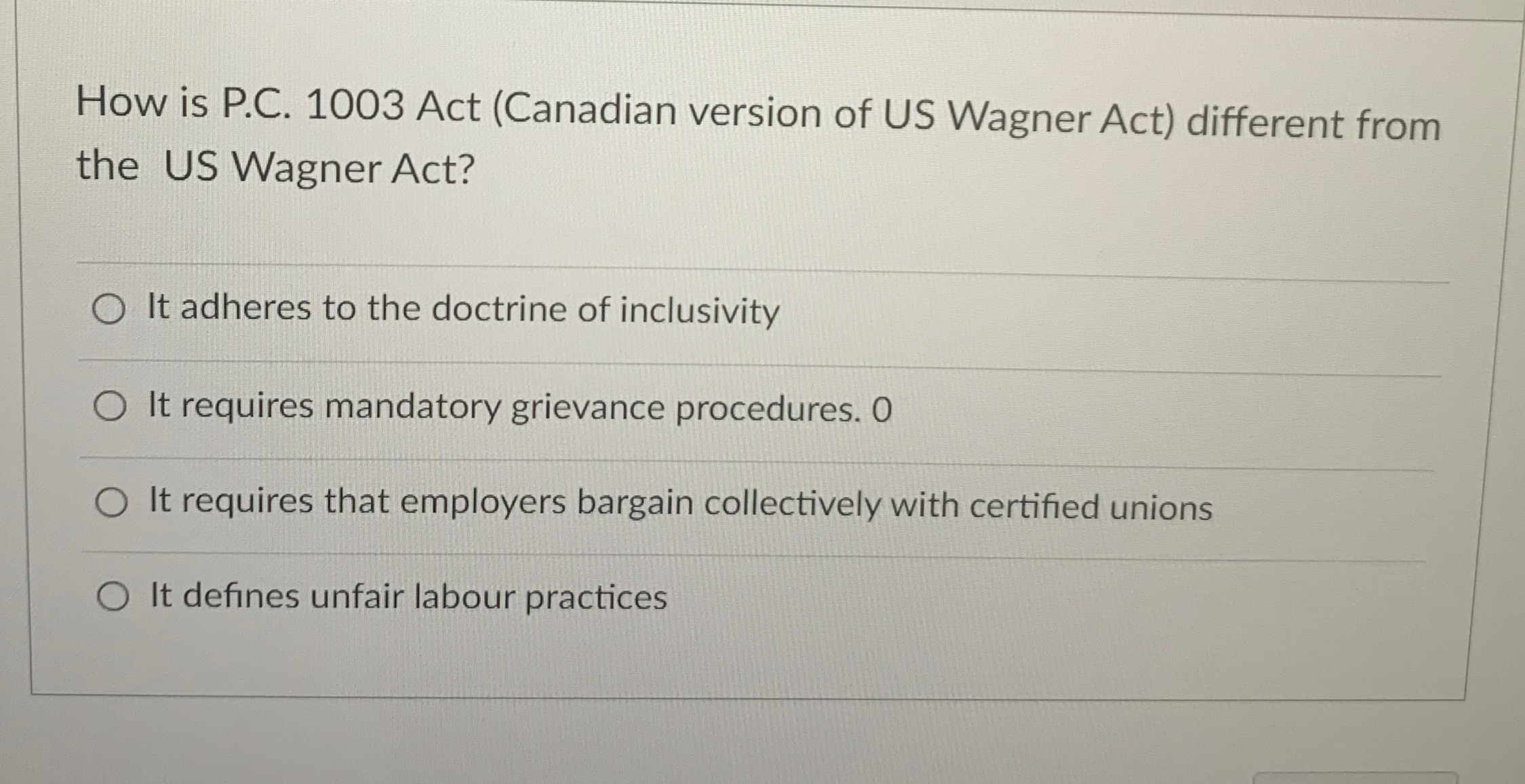  How is P.C.1003 Act (Canadian version of US Wagner Act) different