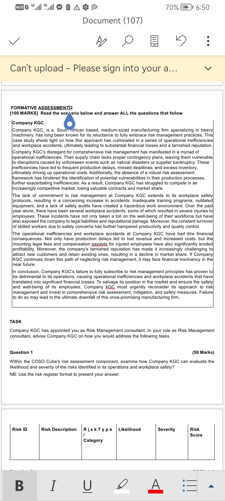  FORMATIVE ASSESSMENT/2 [100 MARKS] Read the sce ario below and answer