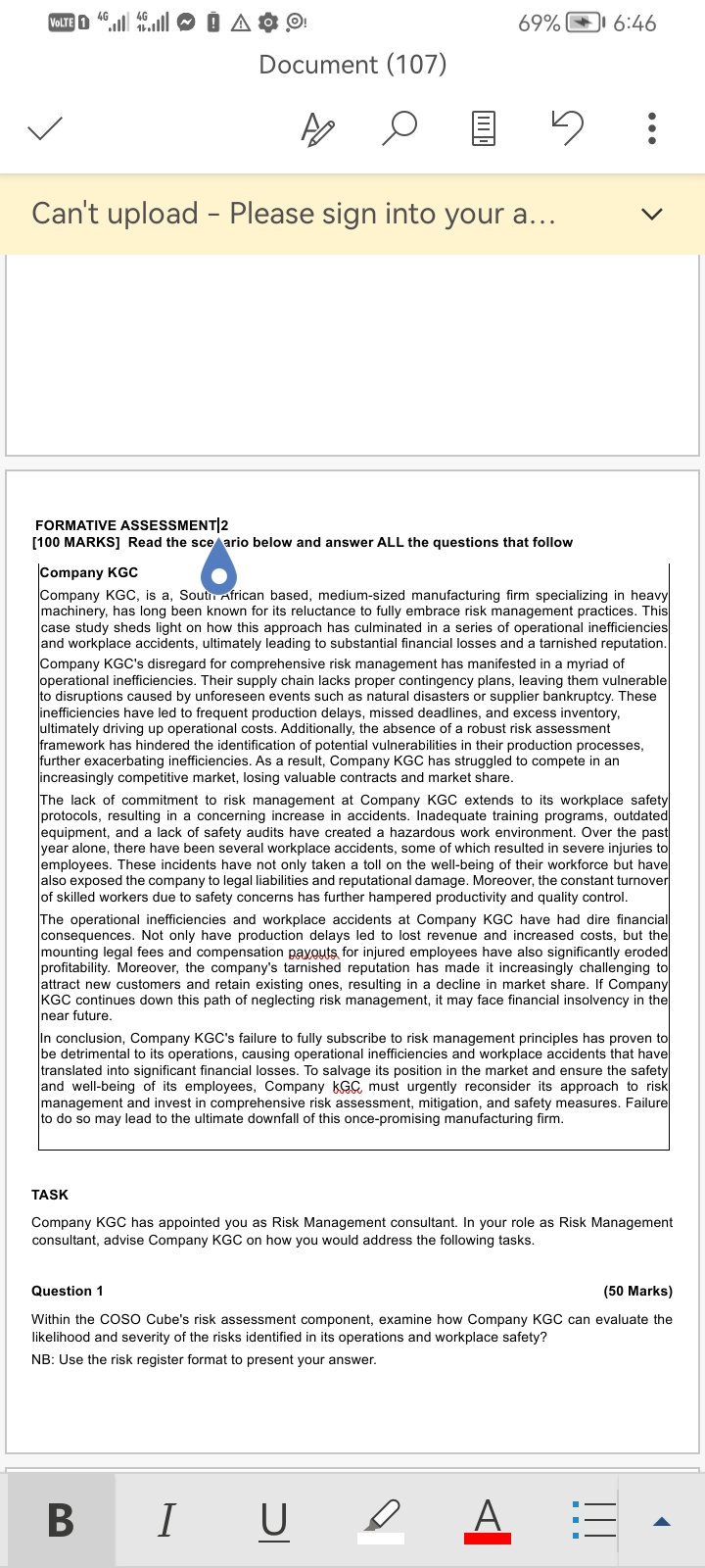  FORMATIVE ASSESSMENT|2 [100 MARKS] Read the sce ario below and answer