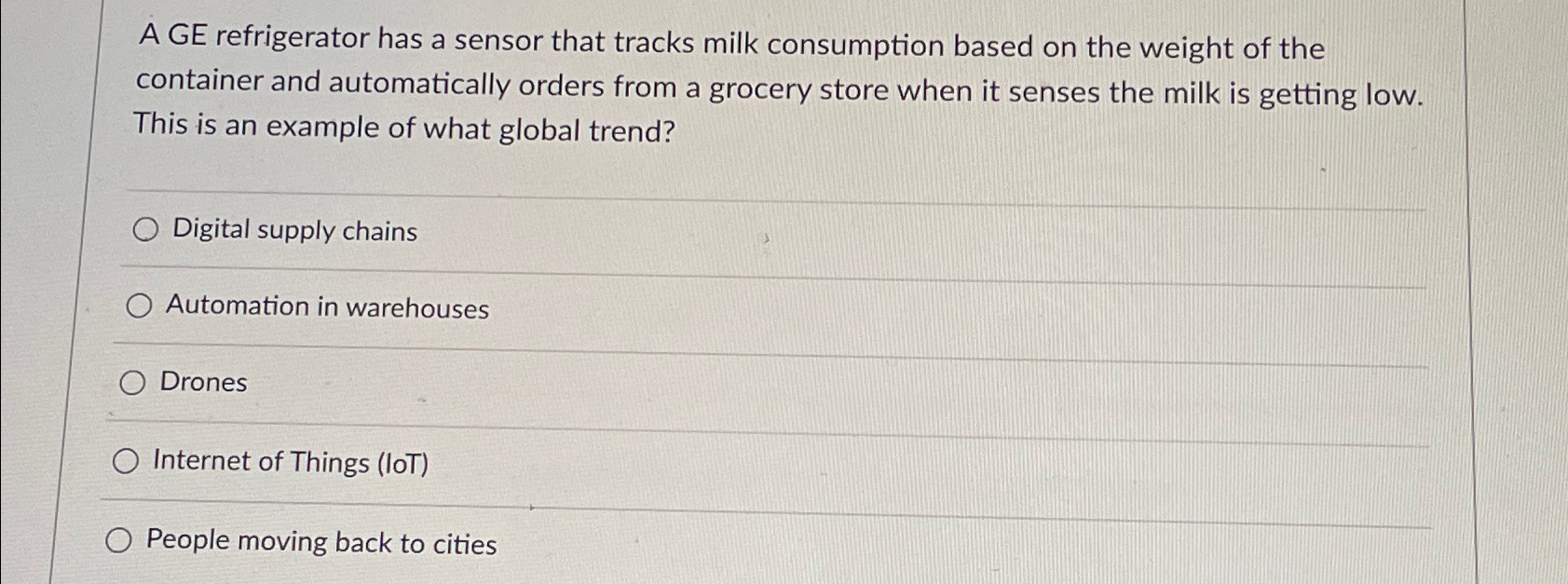  A GE refrigerator has a sensor that tracks milk consumption based
