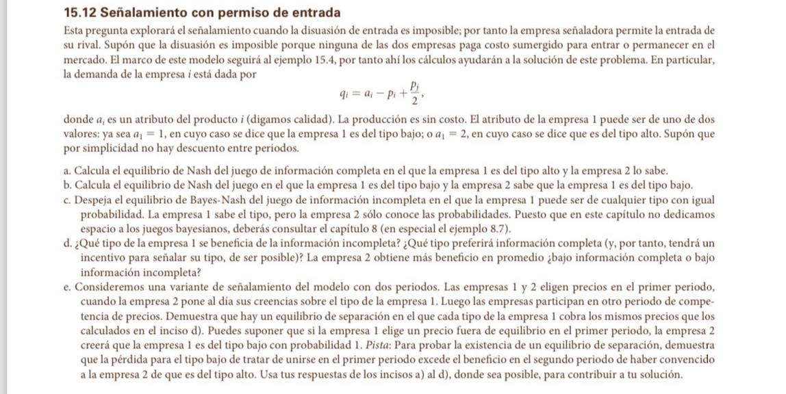  15.12 Sealamiento con permiso de entrada Esta pregunta explorar el sealamiento