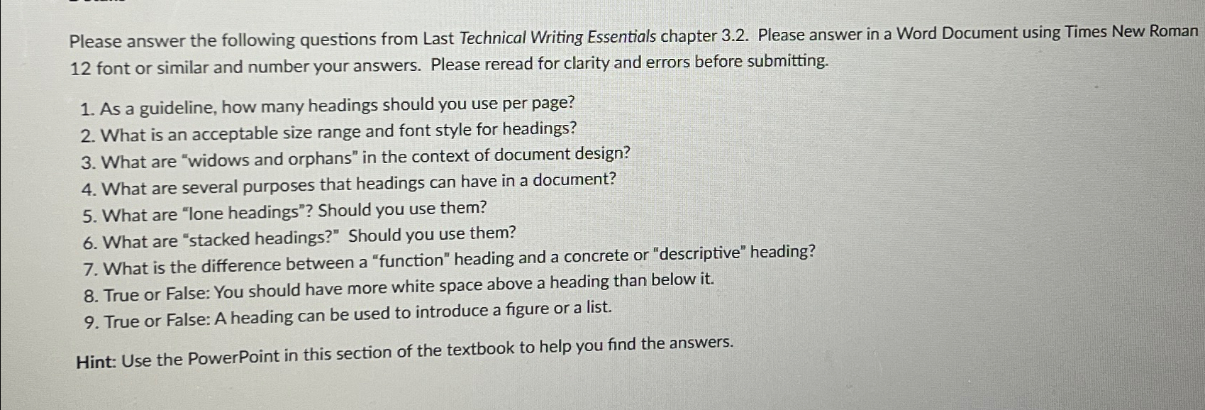  Please answer the following questions from Last Technical Writing Essentials chapter