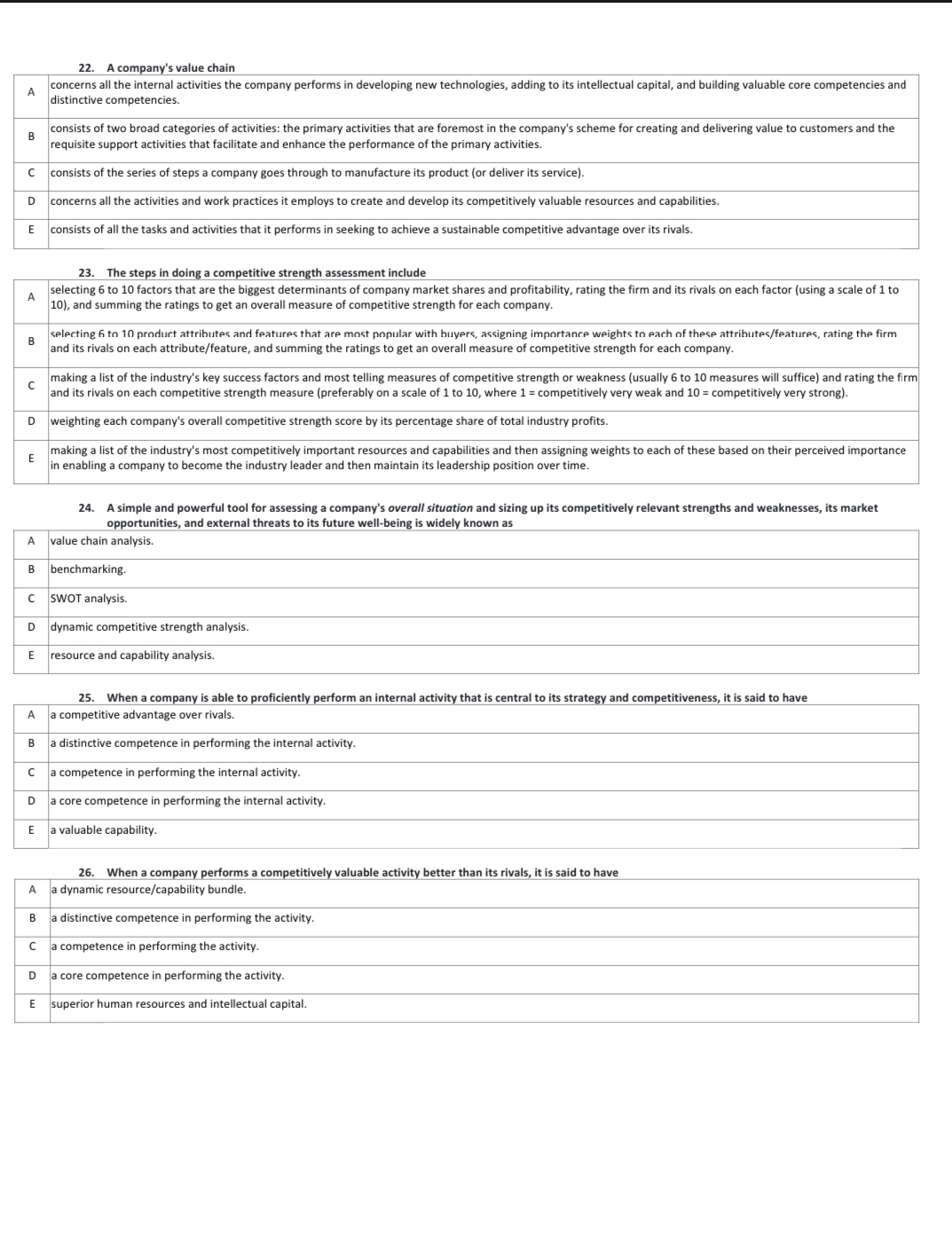  A company's value chain \table[[A,],[B,],[C,consists of the series of steps a