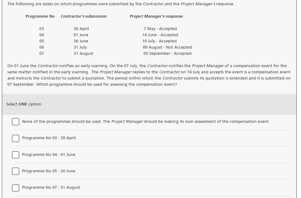  A new school is being constructed using the NEC4 Engineering and