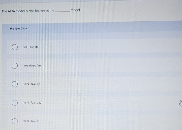  The AIDA model is also known as the model Multiple Choke