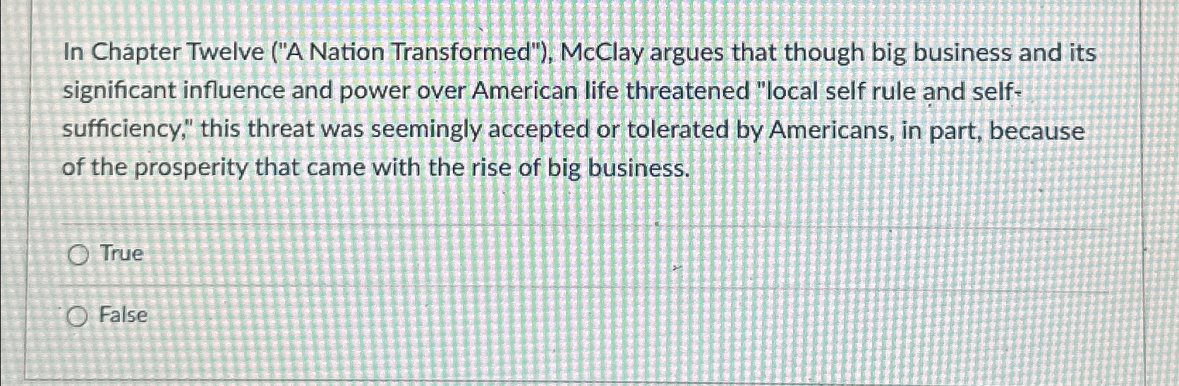  In Chapter Twelve ("A Nation Transformed"), McClay argues that though big