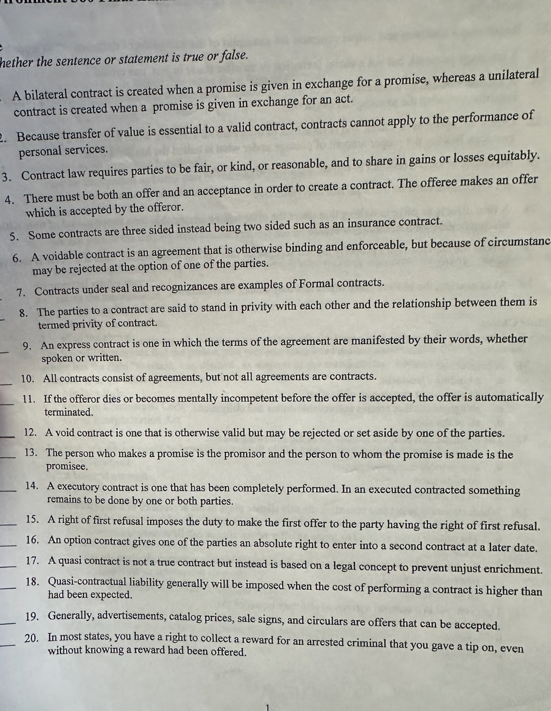  please answer whether the sentence or statement is true or false