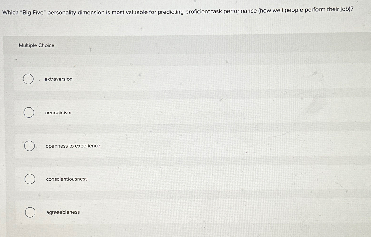  Which "Big Five" personality dimension is most valuable for predicting proficient