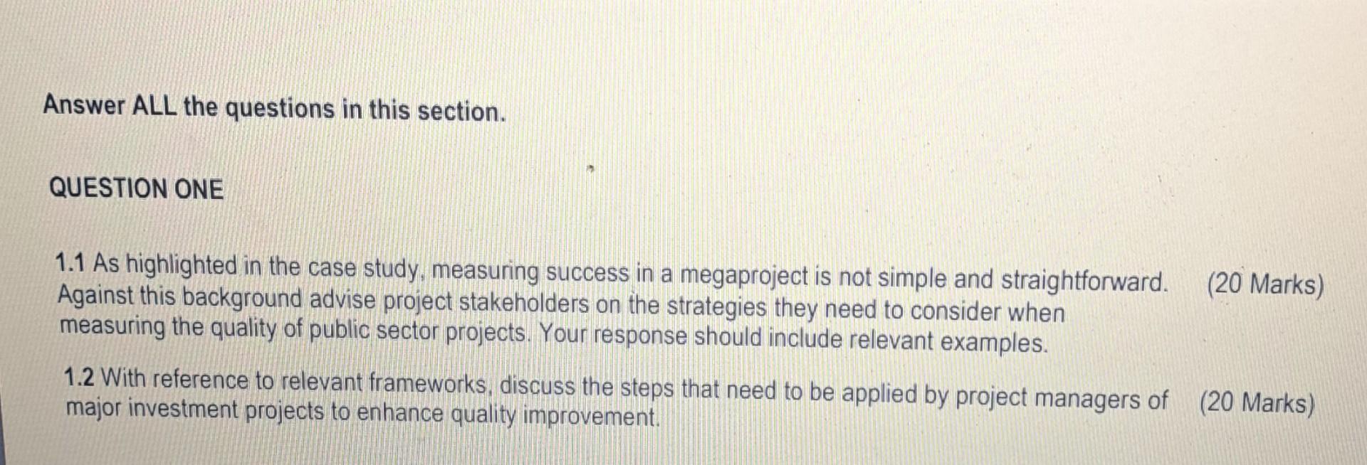  Answer ALL the questions in this section. QUESTION ONE 1.1 As