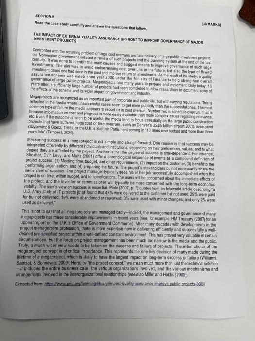  Read the case study carefully and answer the questions that foliow.