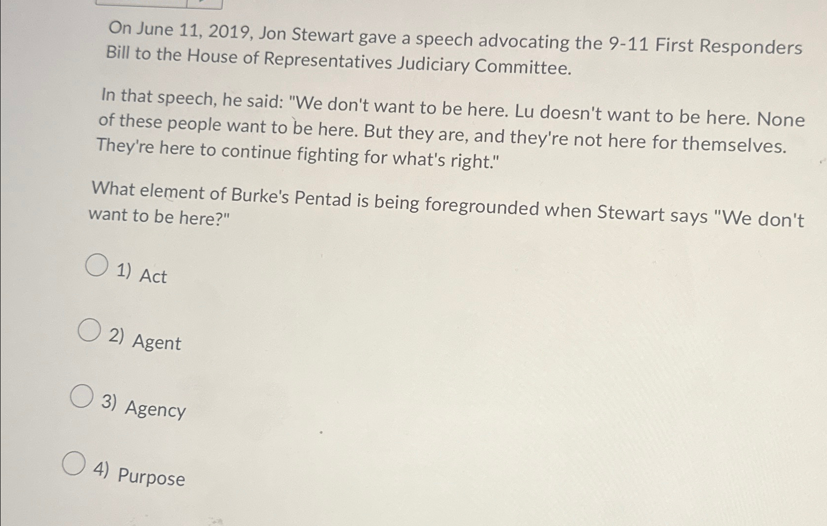  On June 11,2019, Jon Stewart gave a speech advocating the 9-11