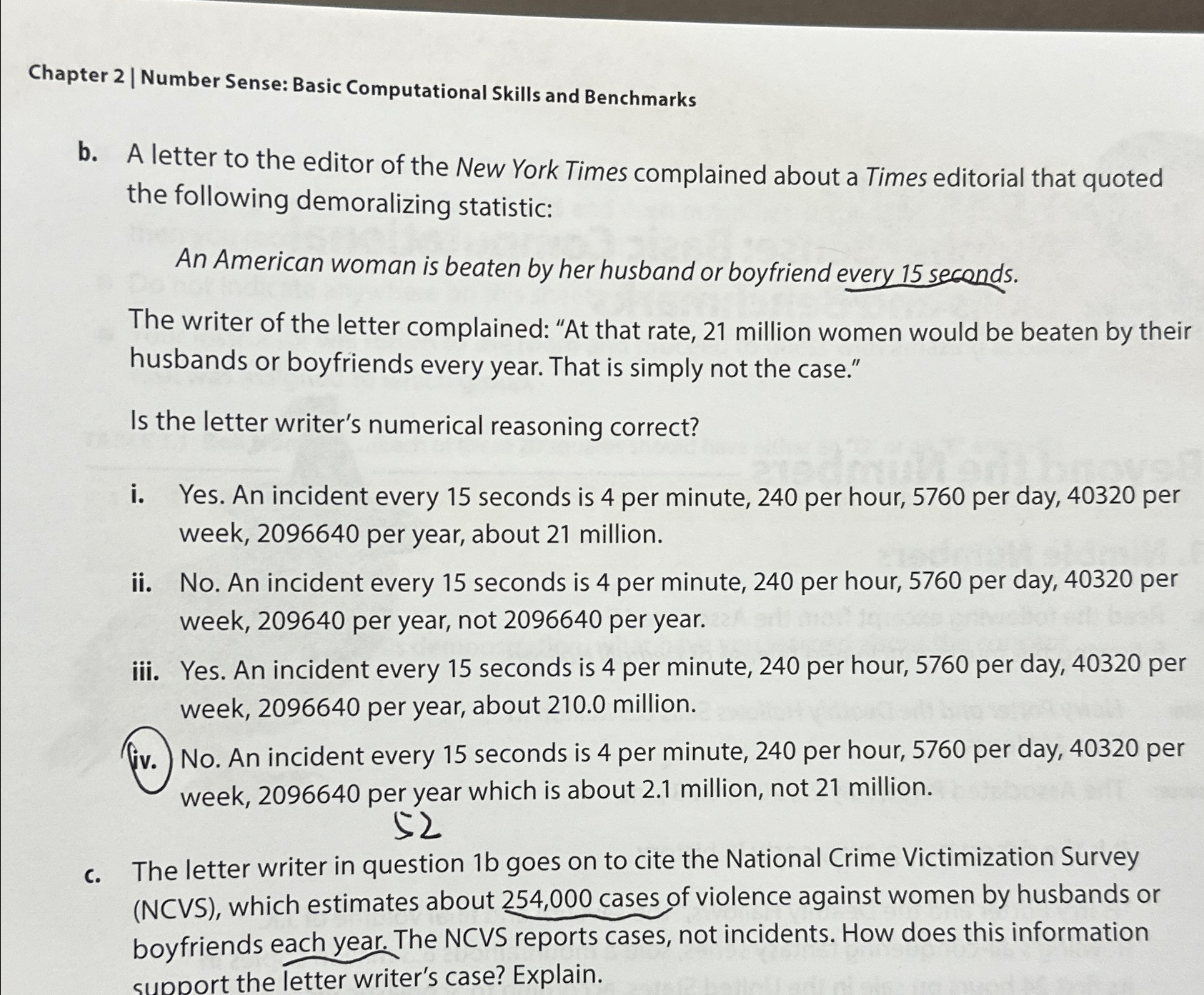  Chapter 2| Number Sense: Basic Computational Skills and Benchmarks b. A