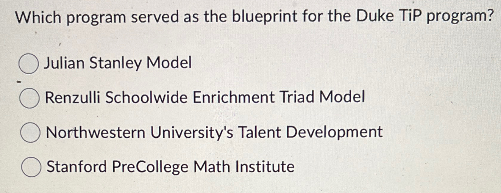  Which program served as the blueprint for the Duke TiP program?