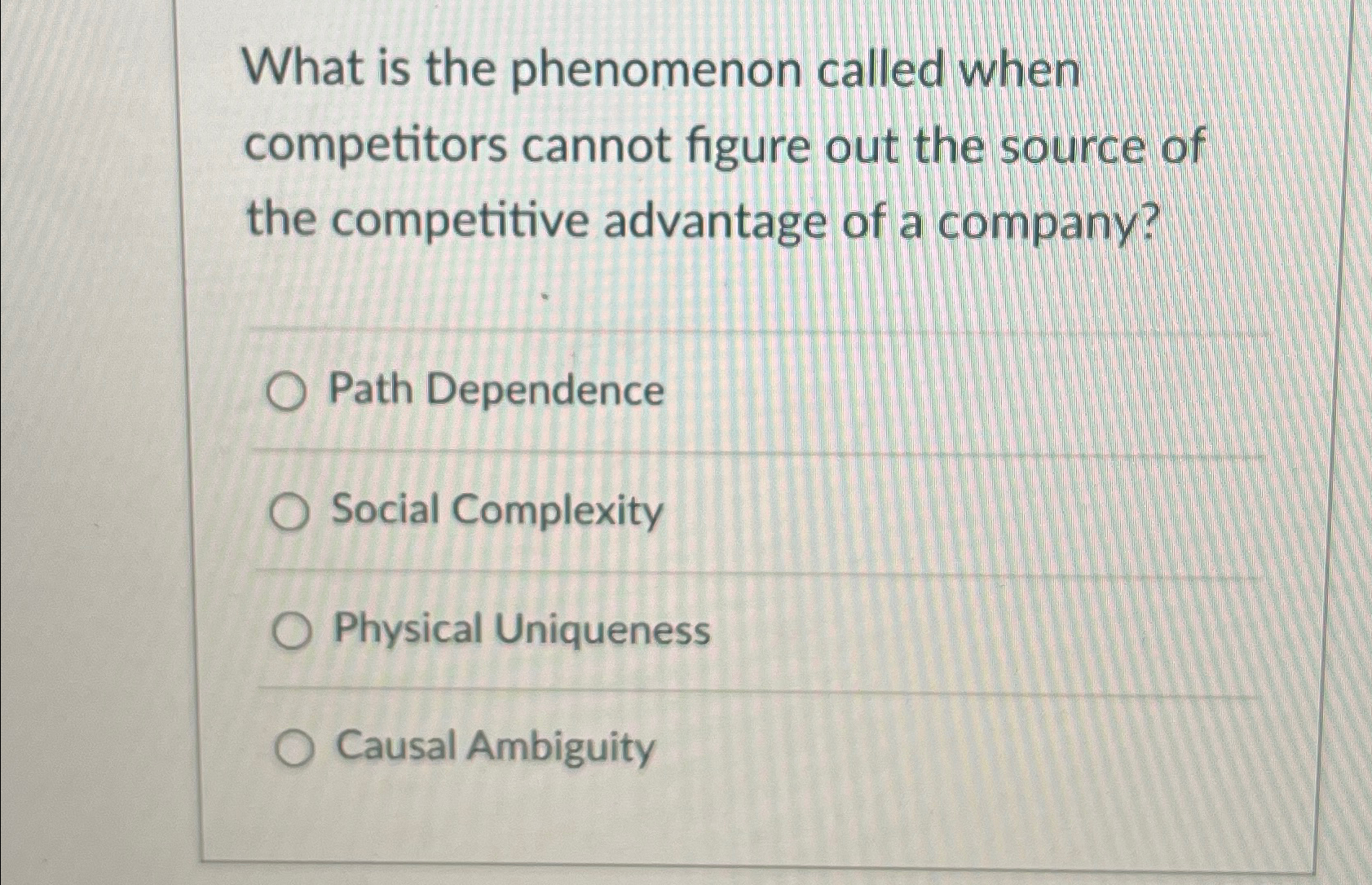  What is the phenomenon called when competitors cannot figure out the