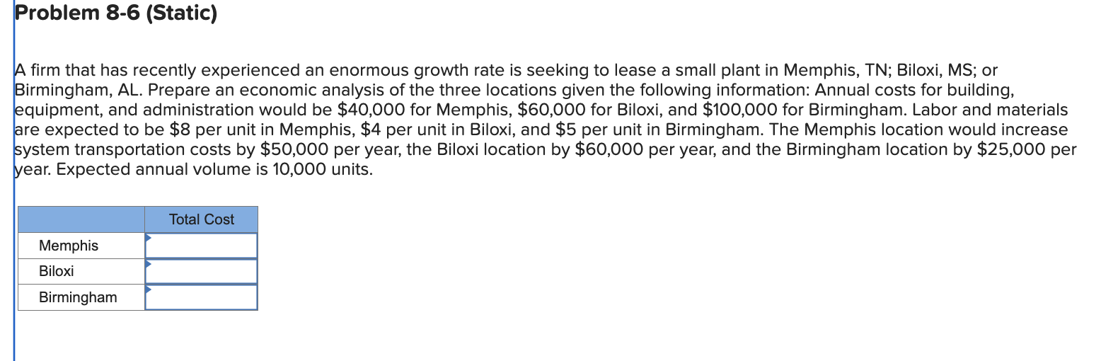  Problem 8-6(Static) A firm that has recently experienced an enormous growth