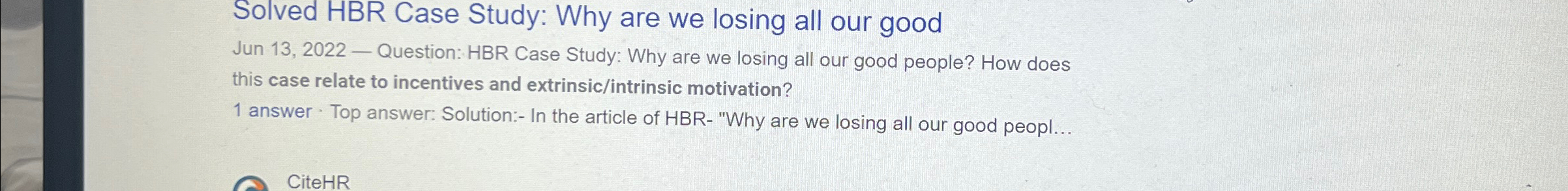  Solved HBR Case Study: Why are we losing all our good