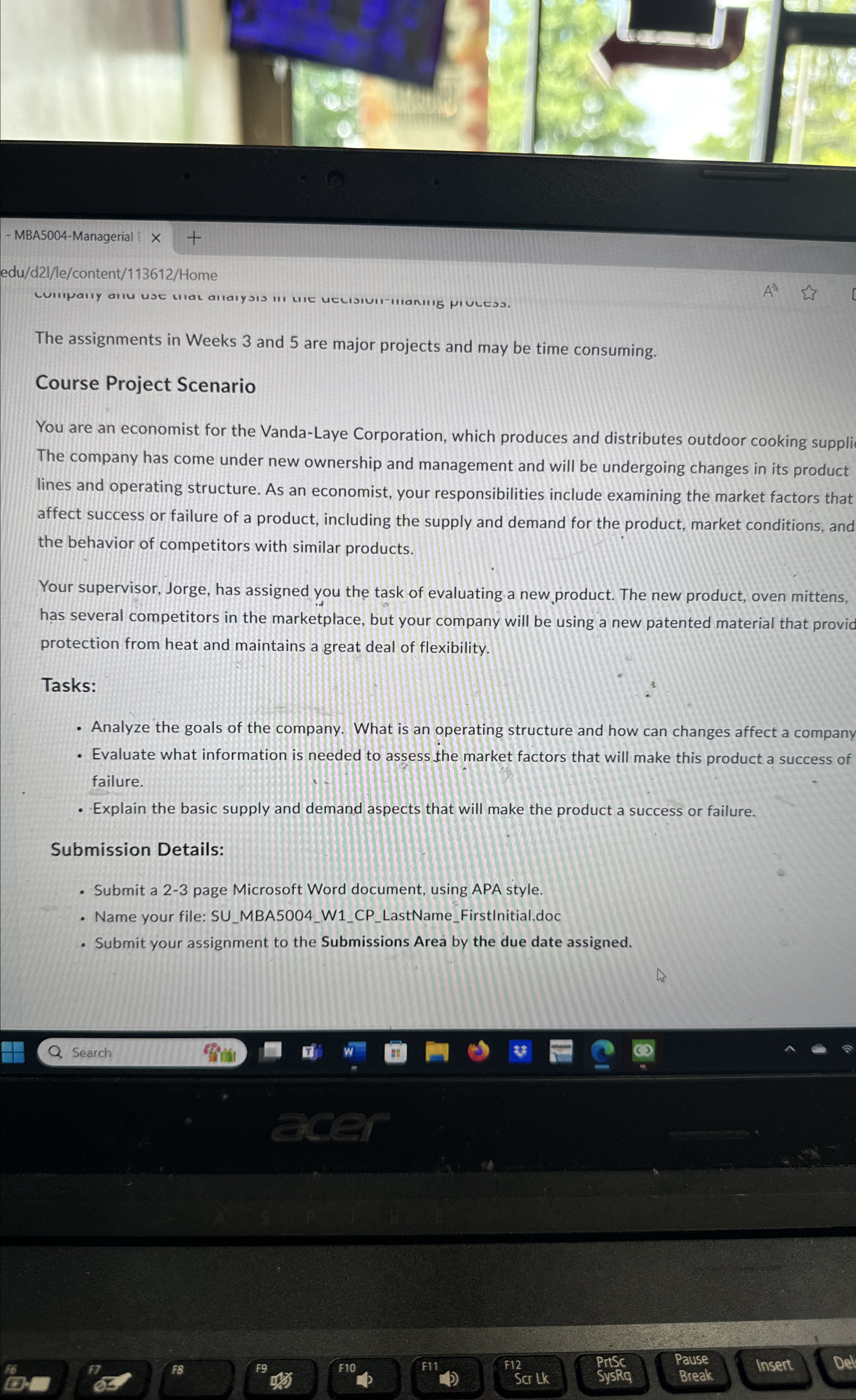  MBA5004-Managerial edu/d2//le/content/113612/Home The assignments in Weeks 3 and 5 are major