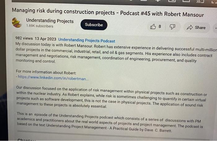  Managing risk during construction projects - Podcast #45 with Robert Mansour
