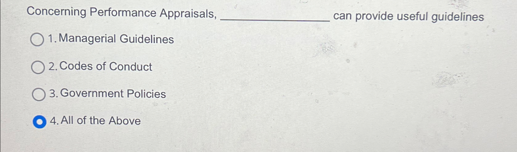  Concerning Performance Appraisals, can provide useful guidelines Managerial Guidelines Codes of