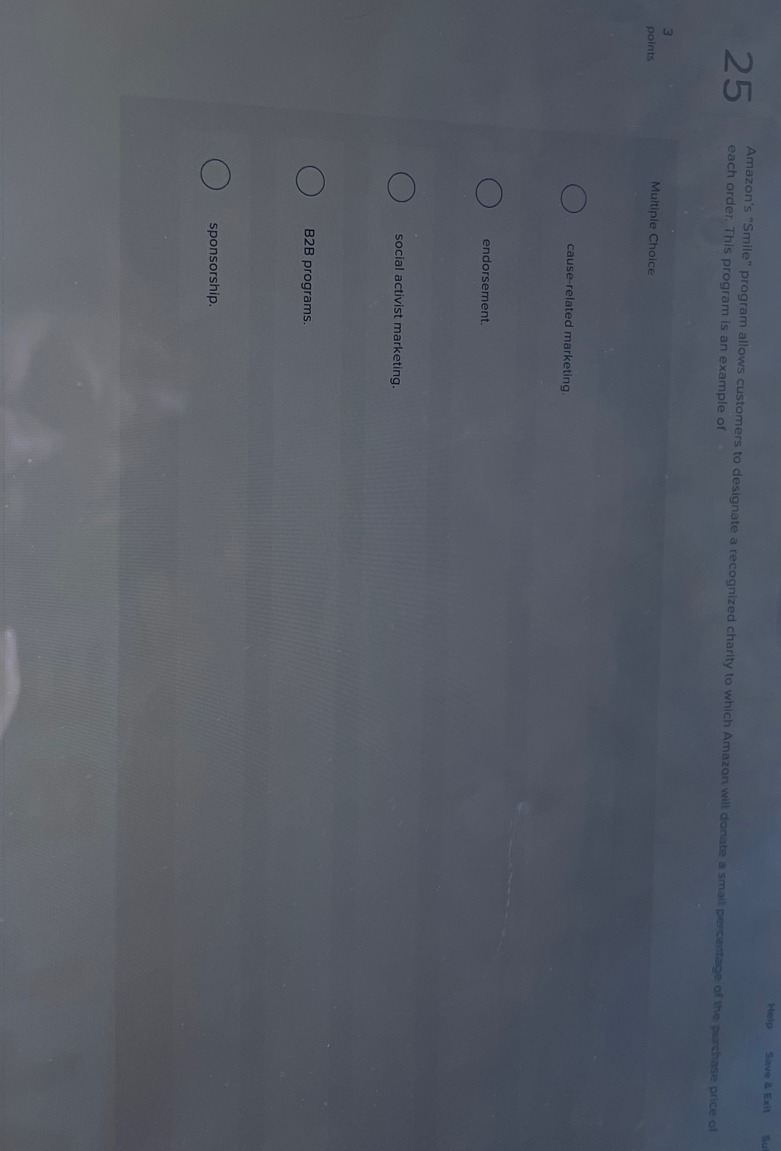  25 Amazon's "Smile" program allows customers to designate a recognized charity