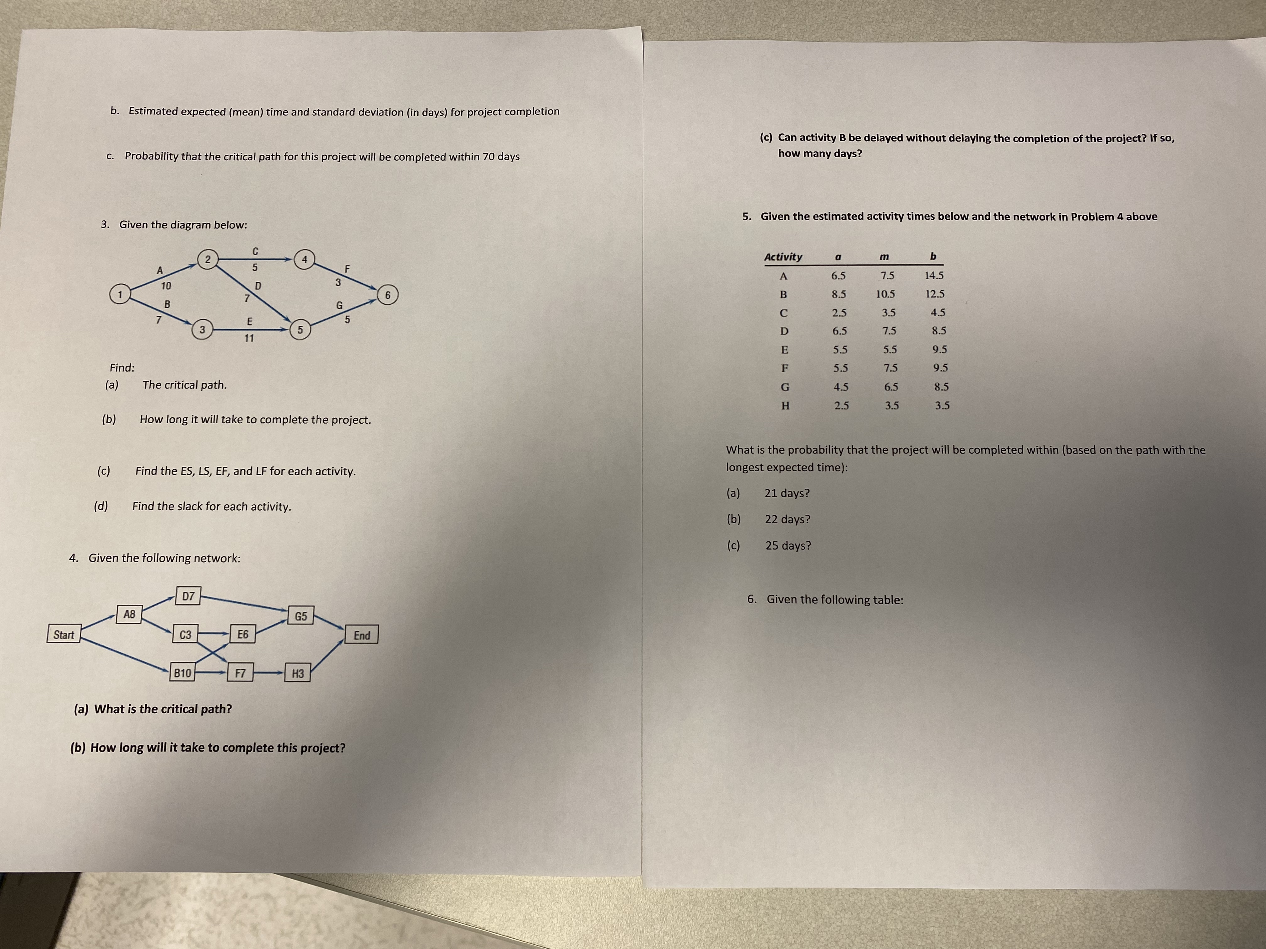  Show all work for problems 4 and 5. 4. Given the