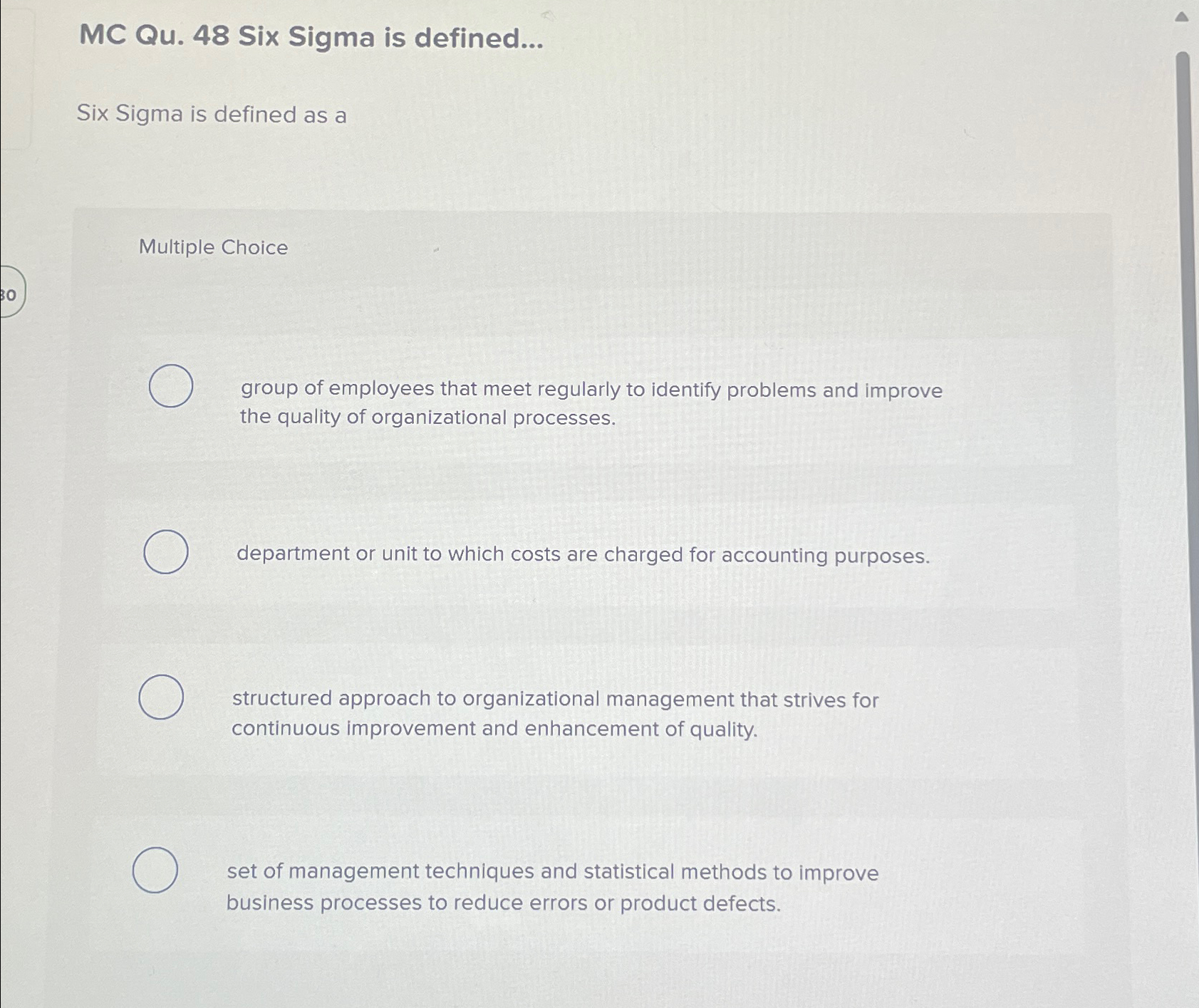  MC Qu.48 Six Sigma is defined... Six Sigma is defined as