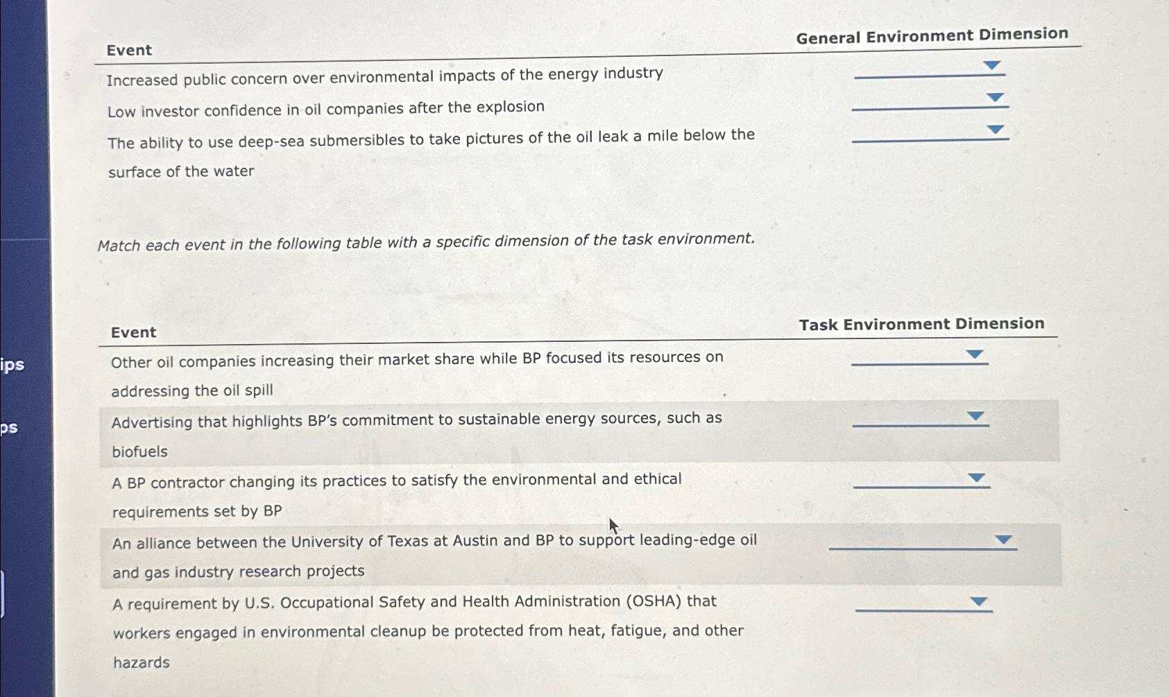  Event General Environment Dimension Increased public concern over environmental impacts of